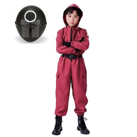 Xbi-Squid Game 2 Lasten Puku Naamion kanssa Puku + Naamio Puku + Pyöreä Naamio-WELLNGS