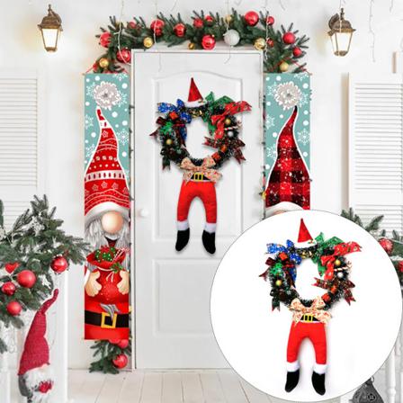 Santa Claus Krans Garland Dörr Blomma Hängare Dekor Hängande