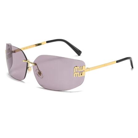 Y2K Uusi Retro Muoti Neliö Kehyksetön UV400 Lasit Yksikappale Gradientti Elegantti Kesä Ulkoilumatkailu Naisten Sävyt Aurinkolasit Purple 88498