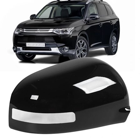 Sidespeildeksel Høy Styrke Glans Svart Dør Sidespeildeksel Erstatning for Mitsubishi Outlander 2013‐2019 Høyre (7632C490HA)[CO]