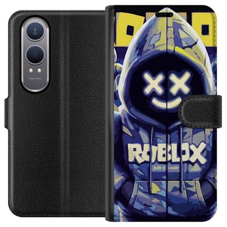 Kompatibelt Lommeboketui til OnePlus OnePlus Nord CE4 Lite Blågul Roblox hettegenserfigur med minimalistisk neonstil og masket ansikt, moderne spilli