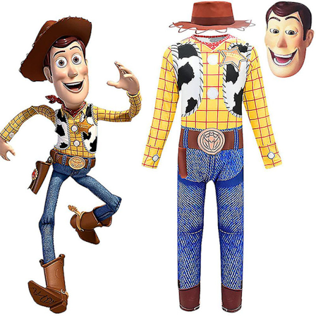 Toy Story Cowboy Woody Cosplay Kostyme for Barn Gutterhatt Jumpsuit Antrekk - Woody