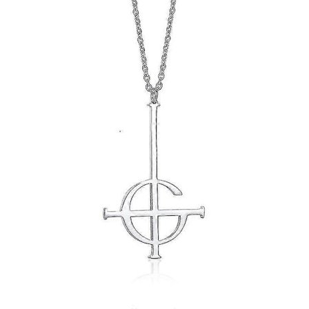 Silver Cross Ghost Bc Nameless Ghoul Halsband Hänge Grucifix Papa Emeritus Patch Kvinnor Män Rostfritt