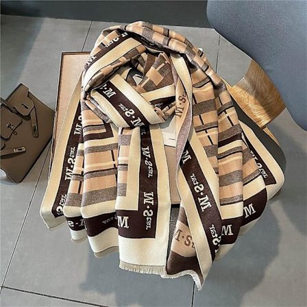 Stripe Design Print Tjock Cashmere Scarf For Dam Pashmina Sjal Wraps Bufanda Halsduk Filt Poncho Scarves 2022