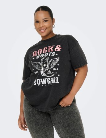 ONLY Carmakoma Cartico Life Ss Relaxed O-Neck Tee Jrs - Black - 50-52