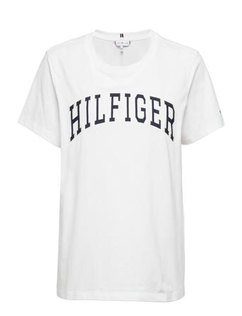 Reg Varsity Hilfiger C-Nk Ss T-shirt Top Hvid Tommy Hilfiger