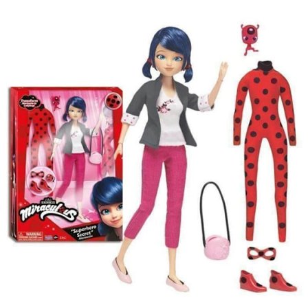 Bandai - Miraculous Ladybug - 26 cm muotinukke ja hänen kaksi asua
