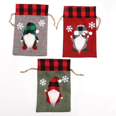#3 stk Juleposer med snor, gjenbrukbare stoffjuleposer#