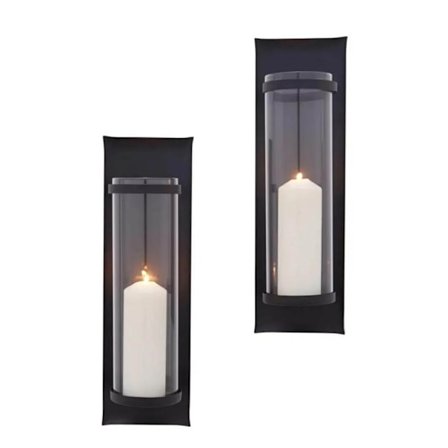 Lysestake Lykt vegg 2-pakning Svart