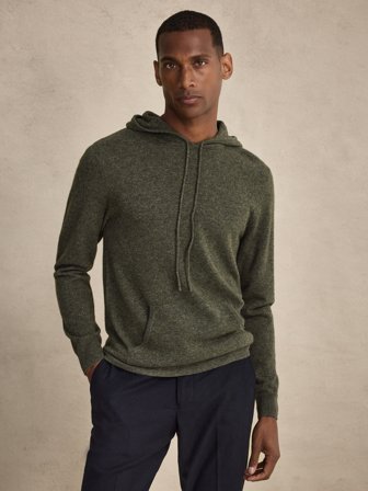 John Henric Men's Grüner Kaschmir-Hoodie Size L