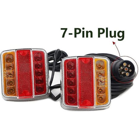 12V/24V LED Trailer Baglygte Sæt 7-polet Stik med Magnet Holder til Bil Lastbil (Gult & Rødt-LED, Karton)