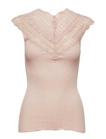 Silk Top W/ Lace Pink Rosemunde