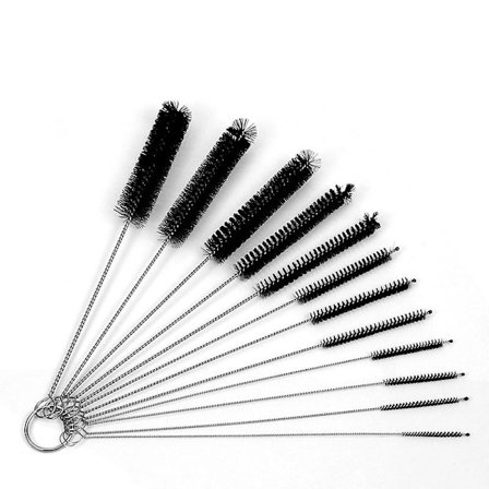 Nylon rengjøringsbørste 12-stk et sett liten rørrengjøringsbørste Reagensrørbørste Elastisk rørbørste for smal munn Svart