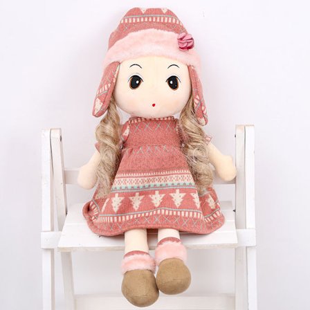 Mjuk Babydocka Flicka med Kläder, Söt Mjuk Trasdocka