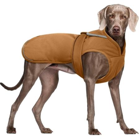 Stor Dansk Dog Vinterfrakk, Varm Hundegenser Reflekterende Fleece Hundeklær for Kaldt Vær Hundeklær Vanntett Hundevest med Glidelås Båndhull-Brun -L