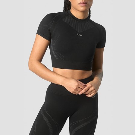 ICANIWILL Ultra Seamless Cropped T-shirt Wmn, Black
