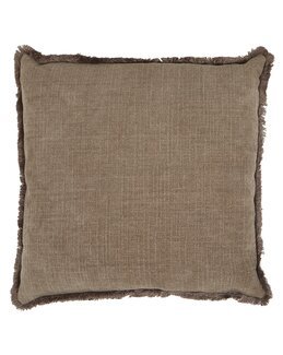 Pudebetræk Danny ensfarvet med frynser 1-pak Hør