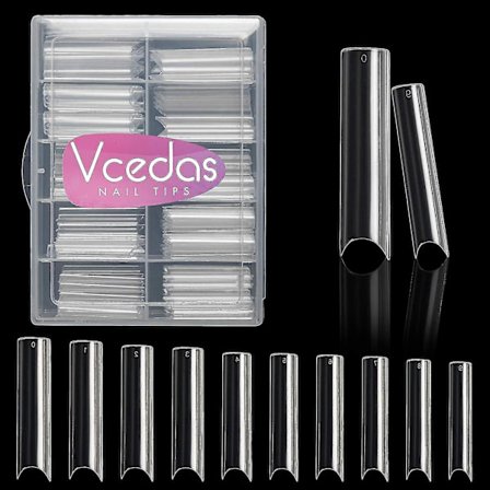 Erikoispitkät C kaarevat kynsikärjet cover, 100 kpl erittäin pitkät suorat neliön kärjet