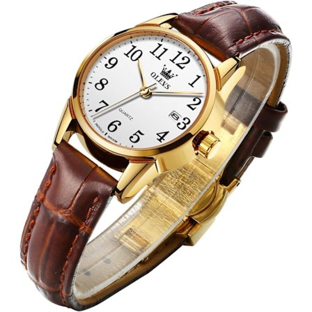 Dam Quartz Klocka med Läderarmband Vattentät (Silver)