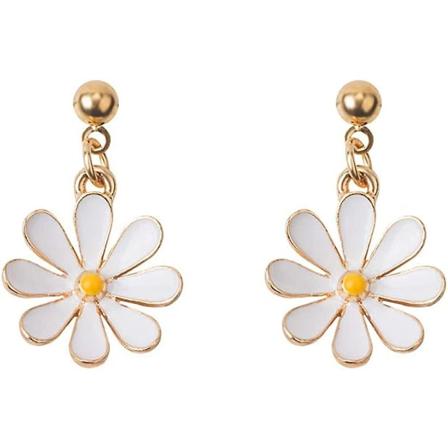 Daisy blomma örhängen. söt krysantemum dinglande örhänge liten solblomma drop örhänge för kvinnor flickors smycken kort -