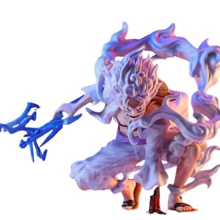 19cm One Piece Anime Figurine Lightning Luffy Gear 5 Sun God Nikka Squatting Scene PVC Action Figurs