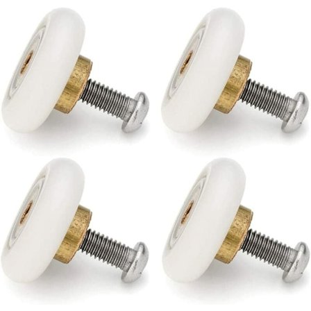 Set med 4 erstatningsruller for skyvedører til dusj, diameter 19 mm