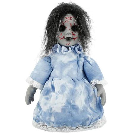 Halloween Skräckdocka (1 Stycke Svart Hår Blå Klänning)