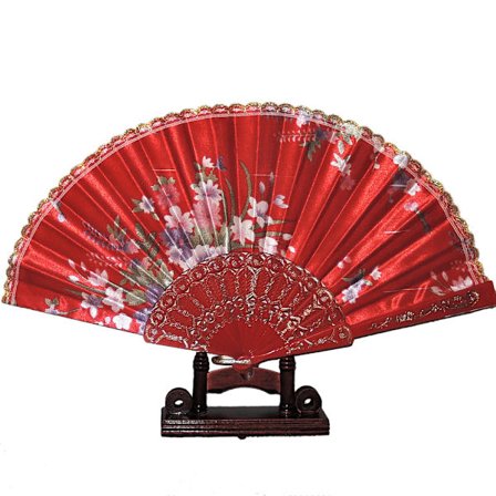 Solvifte - Blomster i chiffon med plastbase - Rød