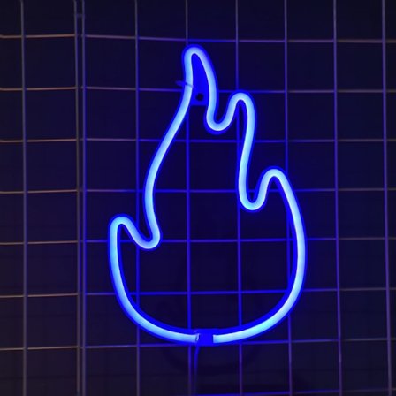 Flamme Neon Lys til Soveværelse Æstetisk Led Skilt til Væg Dekoration USB/Batteri Flamme Formet Neon Skilt Neon Lys Skilte(Blå)