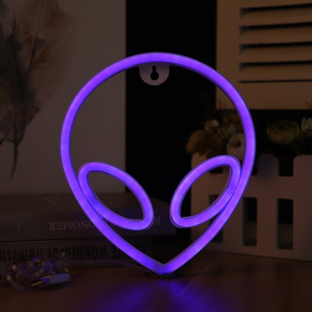 LED Alien Neon Lampe Veggmontert Modellering Lampe Soveromdekorasjon