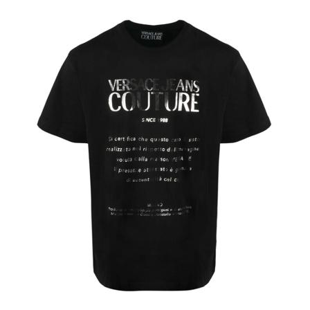 Versace Jeans Couture, Warranty Foil T-Shirt Czarny, Mężczyzna, Rozmiar: M