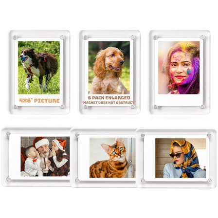 6-pakning 4x6 Akryl Magnetiske Bilderammer Kjøleskap, Klar Magnetisk Kjøleskapsfotoramme Kompatibel med Polaroid Kamera Bilder