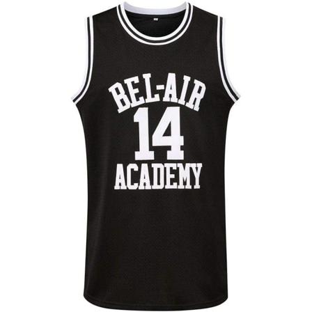 14 Fresh Prince of Bel Air College, herre basketball-trøye svart—XL