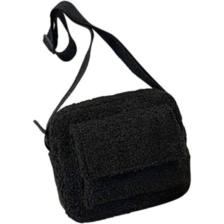 Kvinners plysj skulder veske crossbody veske lam ull messenger veske fluffy tote veske