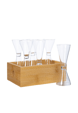 Sagaform Nature Snapsglas I Bambubox, 6-Pack Snaps- & shotglas Transparant 2-4cl, 6pcs