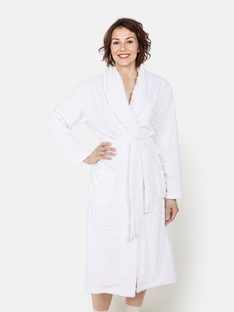 BRANDTEX - Morgenkåbe - Hvid - Zebra Mønstret