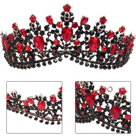 1 st brudröd strass kristall för bröllop Halloween fest smink pannband(röd) red