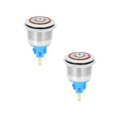 2 kpl DC3-6V 22mm 6-nastainen painonappikytkin ruostumattomasta teräksestä, nollauspainonappikytkin merkillä Oranssi