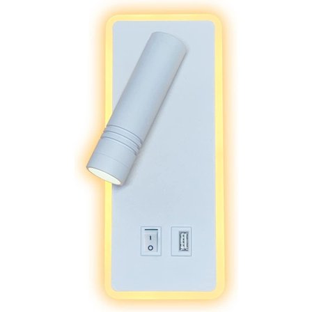 LED Vägglampa, 9W, Sängbord Läslampa med USB Laddningsport
