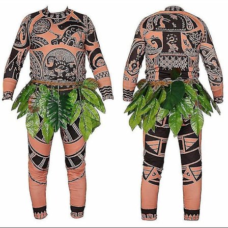 Maui Tatovering T-shirt/bukser Halloween Voksen Herre Dame Cosplay Kostumer Med Blade Dekoration Blattern Halloween Voksen Cosplay