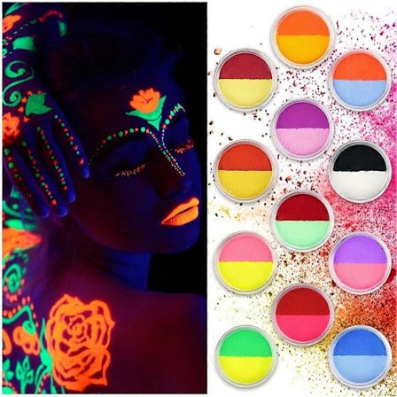 Vattenaktiverad Eyeliner, UV Glow Neon Cake Paint, 24 Färger UV Glow Svartljusfärg Halloween, Jul och Klubbmakeup