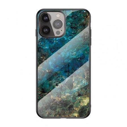 Iphone 13 Pro Max Marmorskal 9h Härdat Glas Baksida Glassback V2 Multicolor Emerald Green