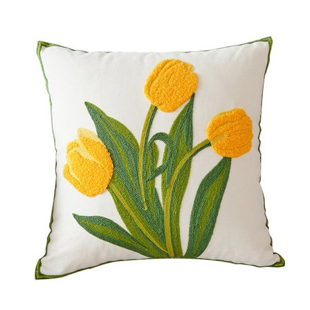 Tulip Flower Brodery Soffa Kudde Slängkudde