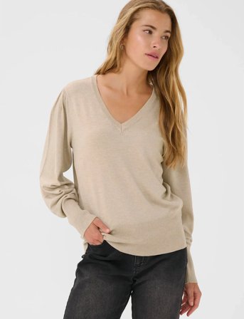 Kaffe Kalone V-Neck Pullover - Beige - XL