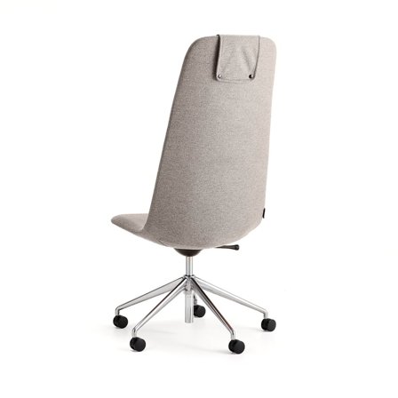 Stol LANGLEY, hög, med hjulstativ, borstad aluminium/taupe