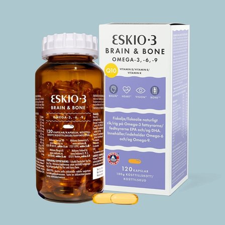 Eskio-3 Brain&Bone 1000mg 120 kaps., Helse & Madvarer, Kosttilskud, Fiskeolie & Omega 3