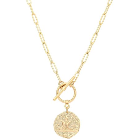 Moon and Stars Medallion Pendant Necklace Jewelry