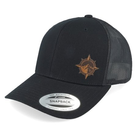 Wild Spirit - Windrose Mountain Brown Patch Black Trucker Trucker Black Cap - @ Hatstore
