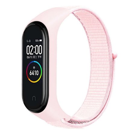 Nylonarmband Xiaomi Mi Band 5/6/7 Ljusrosa
