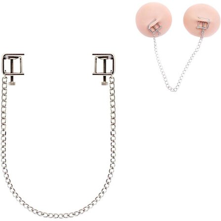 Nippelklemmer, justerbar metallbrystklemme med kjede og flat klemmehode Bondage s Fantasy SM Leker for kvinner